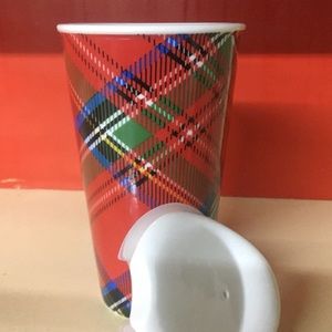 Ceramic Tartan 12 ounce travel mug